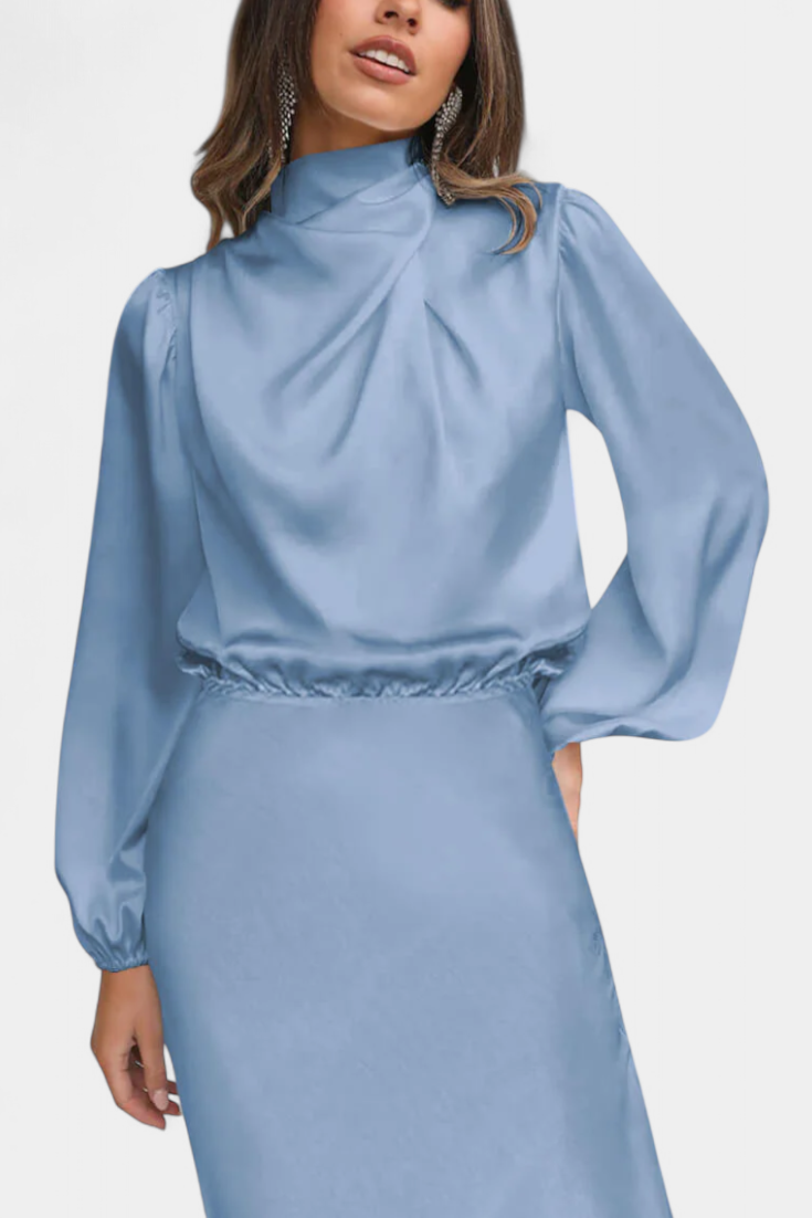 Cecila - Maxi dress with a high collar and floral pattern