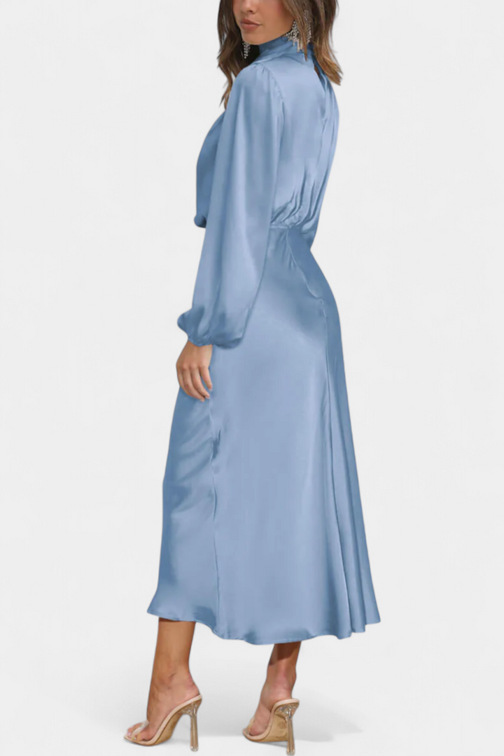 Cecila - Maxi dress with a high collar and floral pattern